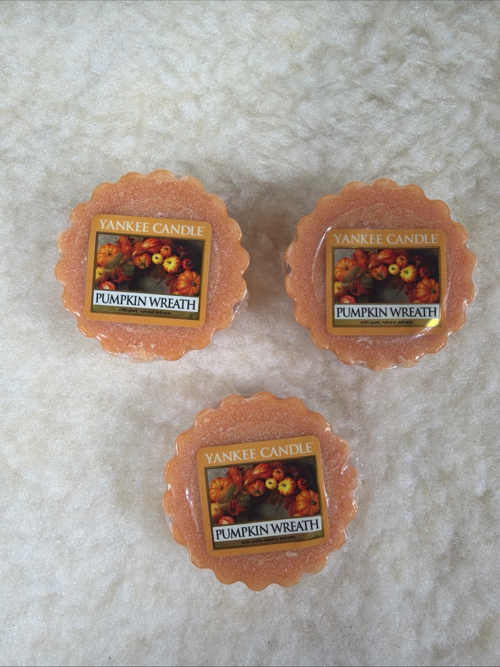 New Set of 3 Yankee Candle Pumpkin Wreath Wax Tarts - Orange